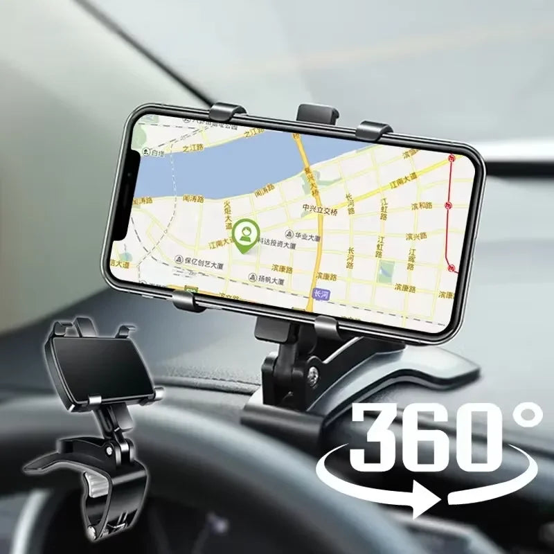 360° Rotation Car Phone Holder Universal Mobile Phone Holder Dashboard Easy Clip Mount Stand Cellphone Stand For GPS Navigation