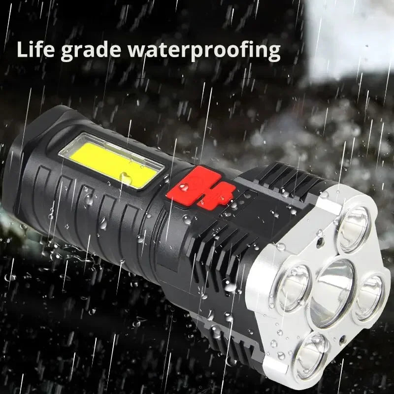 Rechargeable High-Power Flashlight with Side Light 3 Lighting Modes for Camping Outdoor Activities And Adventures