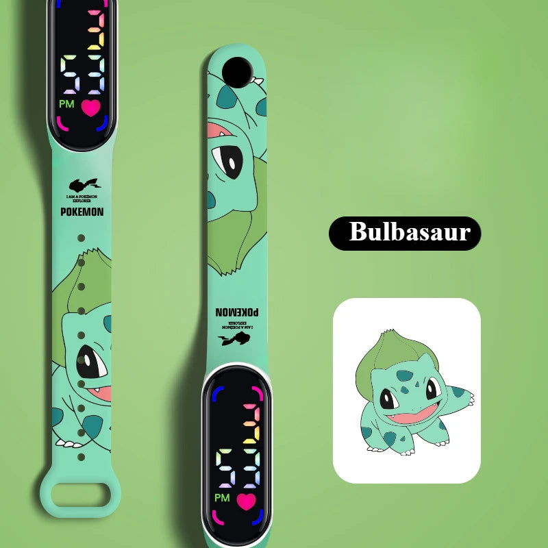Pokemon Watch Pikachu Gengar, LED Digital Waterproof Watch for Kids, Electronic Wristwatch Boys Girls Birthday Gift