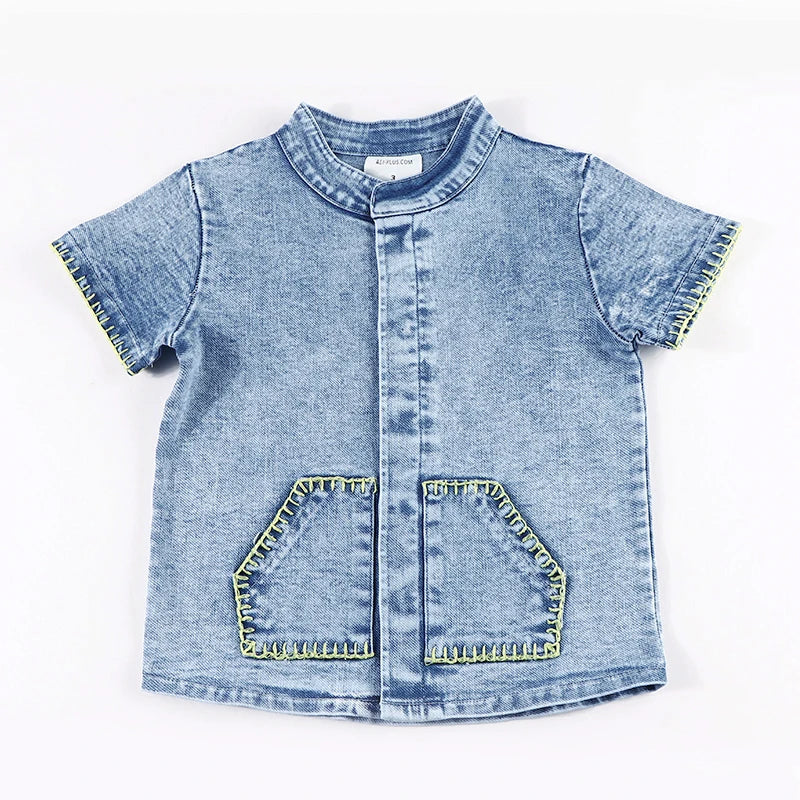 6m-12t 2024 New Summer Spring Denim Famliy Clothing Set Girls Suspender Dress Skirt Baby Sleeveless Romper Overall Boys Shirt