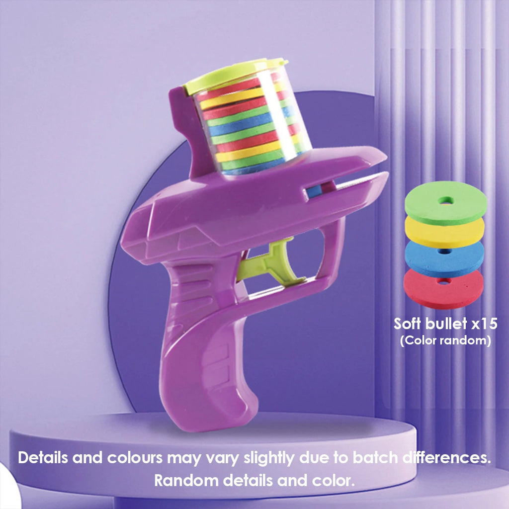 Double Player EVA Flying Disc Gun, Parent-Child Interactive Shooter Toy with Soft Bullets for Kids Outdoor Indoor Safety Game