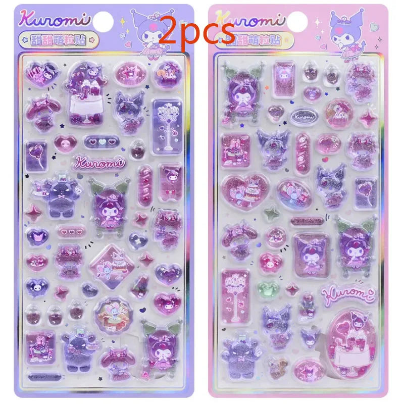 Sanrio Hellokitty Black Beauty 3D Jelly Sticker Toy Crystal Decoration Sticker Melody Anime Theme Children’s Art Craft Supplies