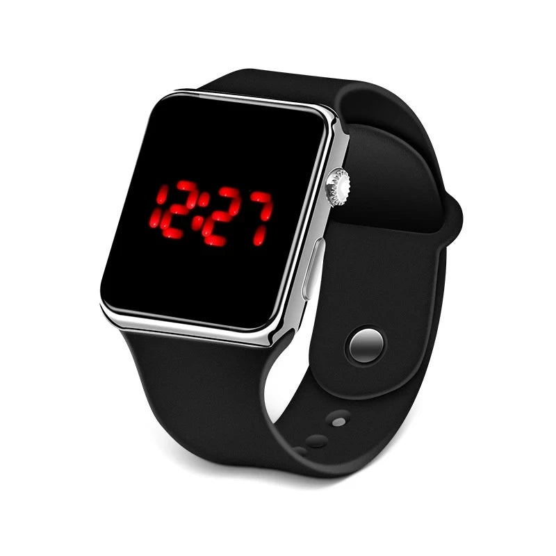 Simple Digital Watch for Men Women Fashion Sport LED Electronic Watch Black Silicone Wristband Casual Mens Watch Reloj Hombre