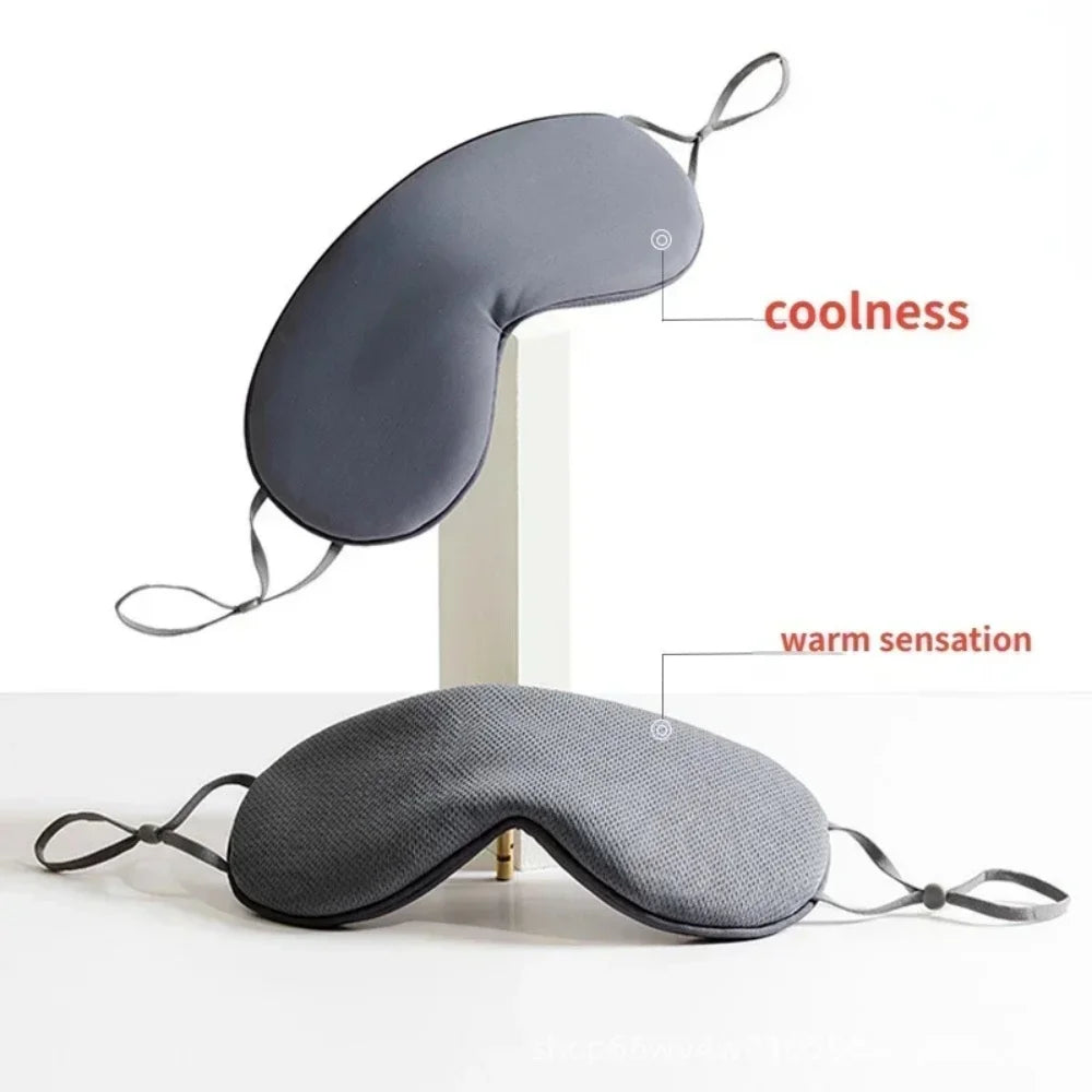 Dual Use Sleeping Mask Warm And Cold Ice Silk Adjustable Light Blocking Breathable Eye Cover Blindfold For Travel Night Sleep