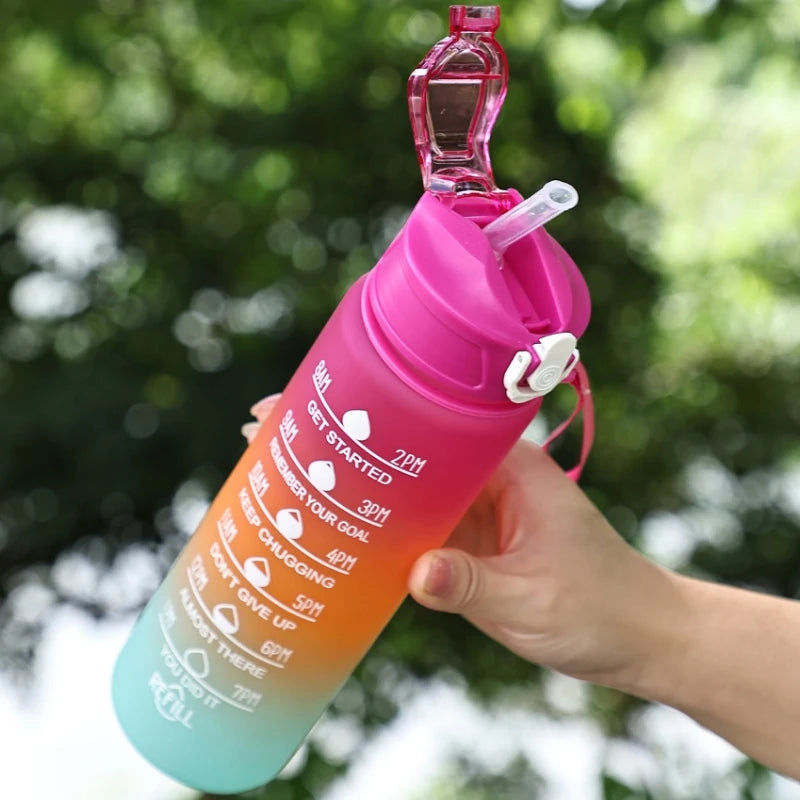 800ML Large Capacity Sports Water Bottle Leak Proof Plastic Drinking Cup With Scale Suitable For Travel Fitness Leakproof