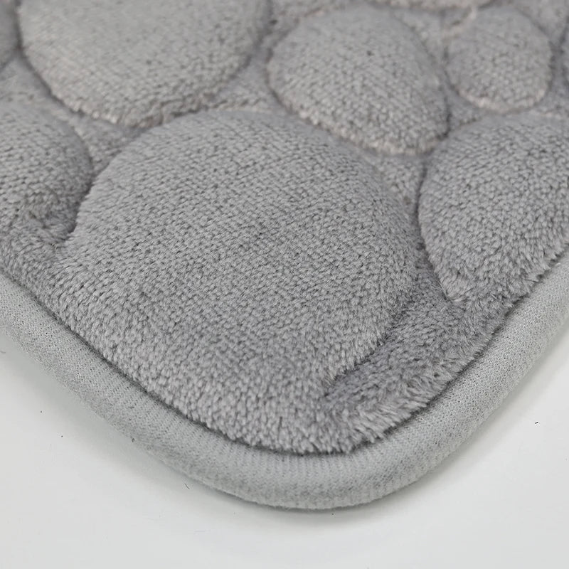 1 Set of Solid Color Simple Bathroom Water-absorbing and Non-slip Floor Mat Stone Pattern, Comfortable and Soft, Three-piece Set