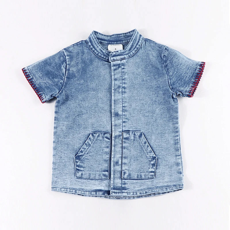 6m-12t 2024 New Summer Spring Denim Famliy Clothing Set Girls Suspender Dress Skirt Baby Sleeveless Romper Overall Boys Shirt