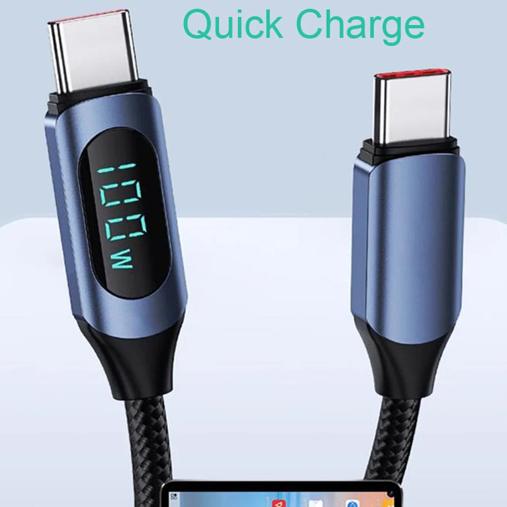 100W 1m/2m Type C to Type C PD Fast Charging Quick Charger USB C to USB C Display Cable For Xiaomi POCO Huawei Data Cord Wire