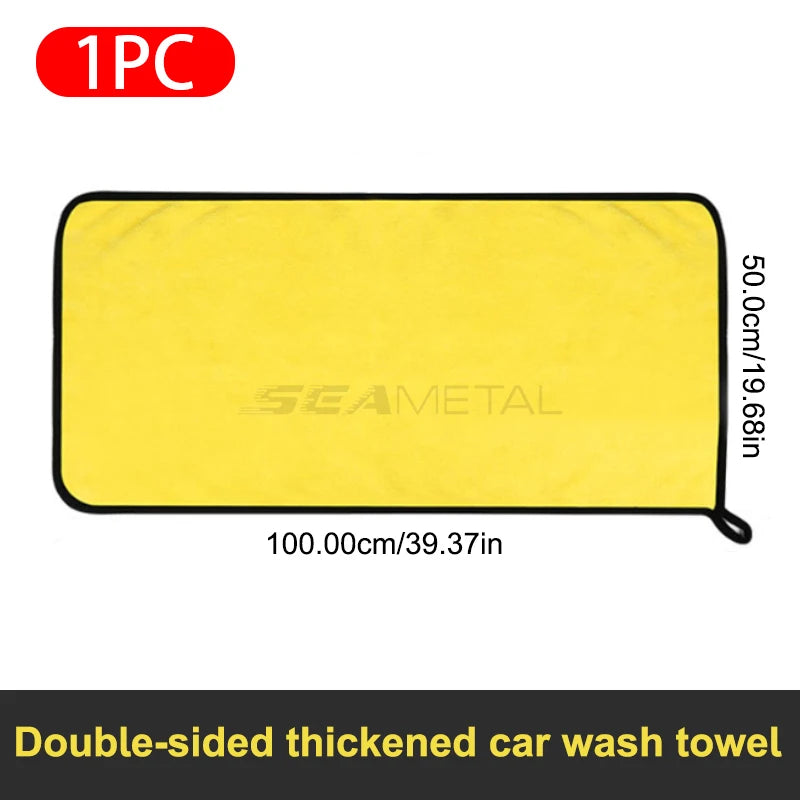 5Pcs Car Microfiber Cleaning Towels Thicken Double Layer Soft Drying Cloth Towel Car Care Detailing Towel Wash Rags 30/40/60cm