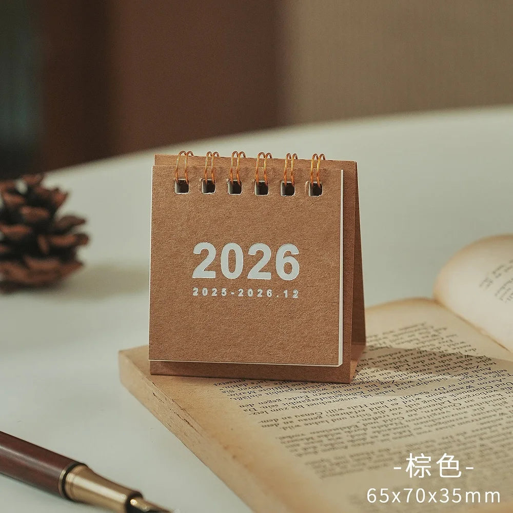 2026 Mini Simple Calendar Small Desk Calendar Creative Coil Calendar Planner Desktop Decoration Office Stationery