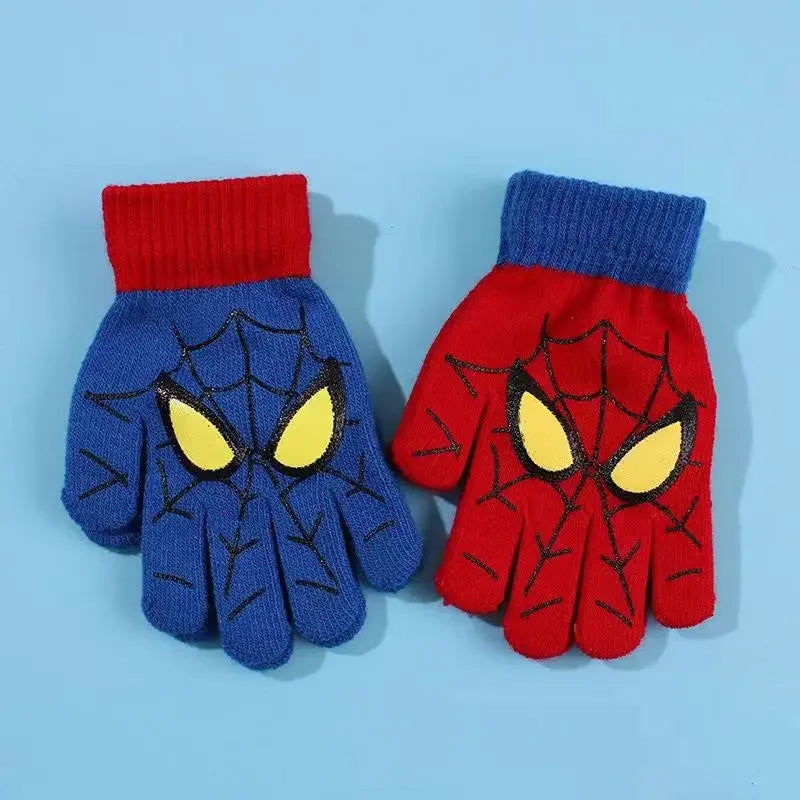 Marvel Spiderman Winter Children's Warm Gloves Marvel Anime Cartoon Knitted Gloves Cute Decoration Kids Christmas Gifts In Stock