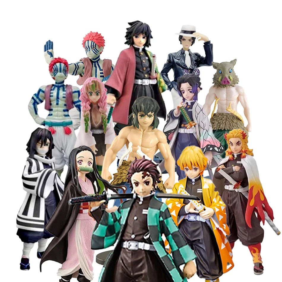 Demon Slayer Anime Action Figure - Kamado Tanjirou with Agatsuma Zenitsu And Nezuko PVC Model Toys Kimetsu No Yaiba Warriors