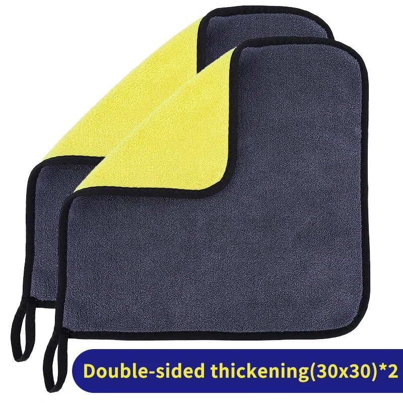 5Pcs Car Microfiber Cleaning Towels Thicken Double Layer Soft Drying Cloth Towel Car Care Detailing Towel Wash Rags 30/40/60cm