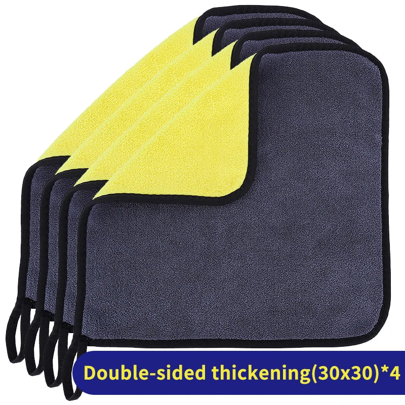 5Pcs Car Microfiber Cleaning Towels Thicken Double Layer Soft Drying Cloth Towel Car Care Detailing Towel Wash Rags 30/40/60cm
