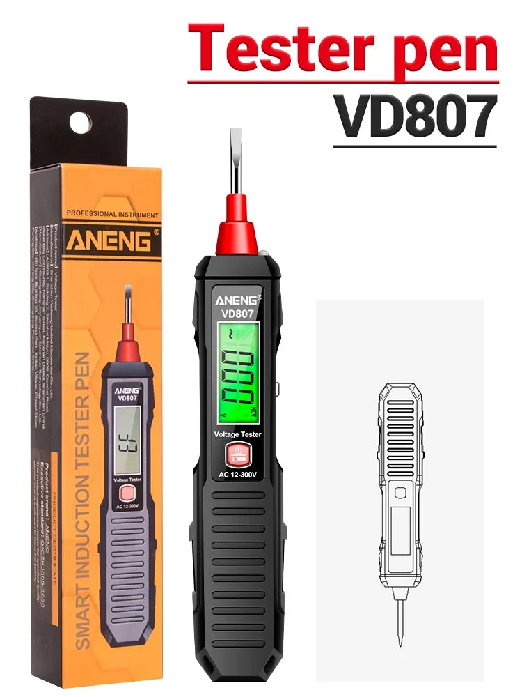 VD807 One-word Induction Portable 50/60Hz Smart Electric Pen Tester NCV Sensor AC 12-300V Non-contact Wire Detector Tools