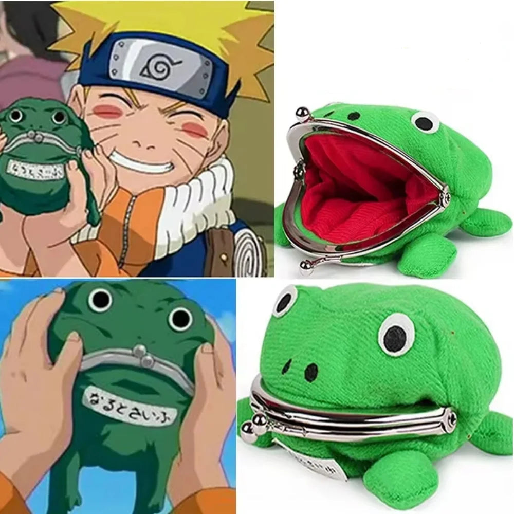 Cute Anime Frog Purse Kissing Lock Funny Plush Frog Shape Role Play Purse for Women Bag Accessories