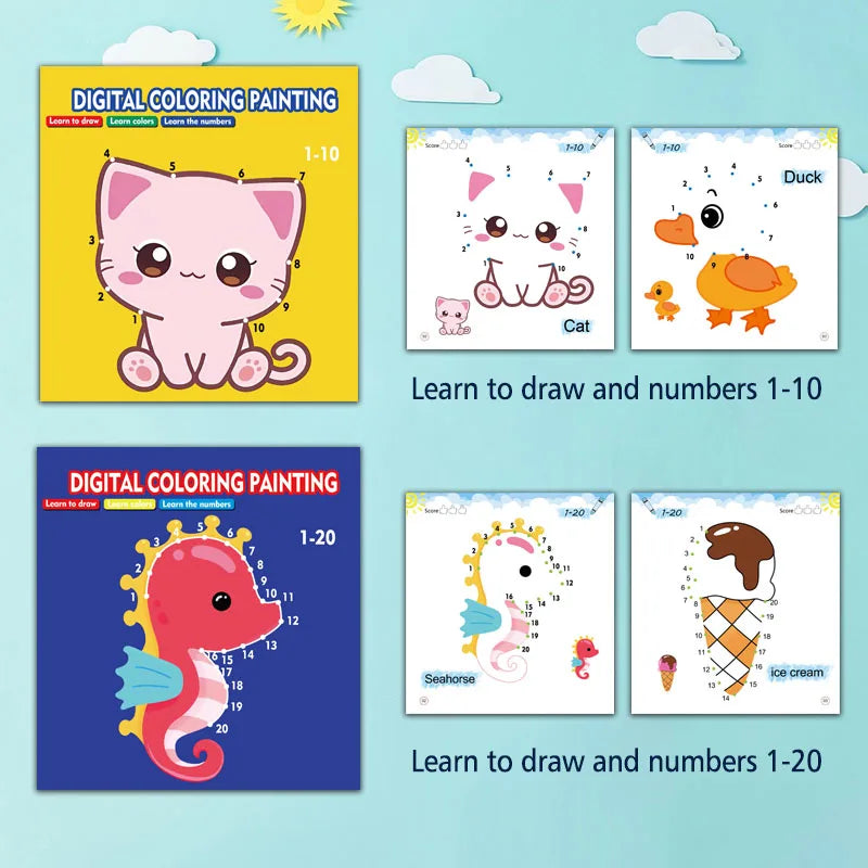 Line drawing, children's doodle books, learning numbers, early education to improve grades, fun drawing games, holiday gifts