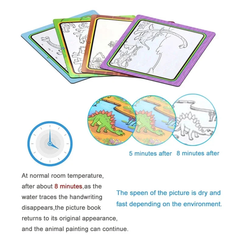 Children Early Education Toys Magical Book with Pen Water Drawing  Toys Gift Reusable Coloring Book Magic Drawing Book