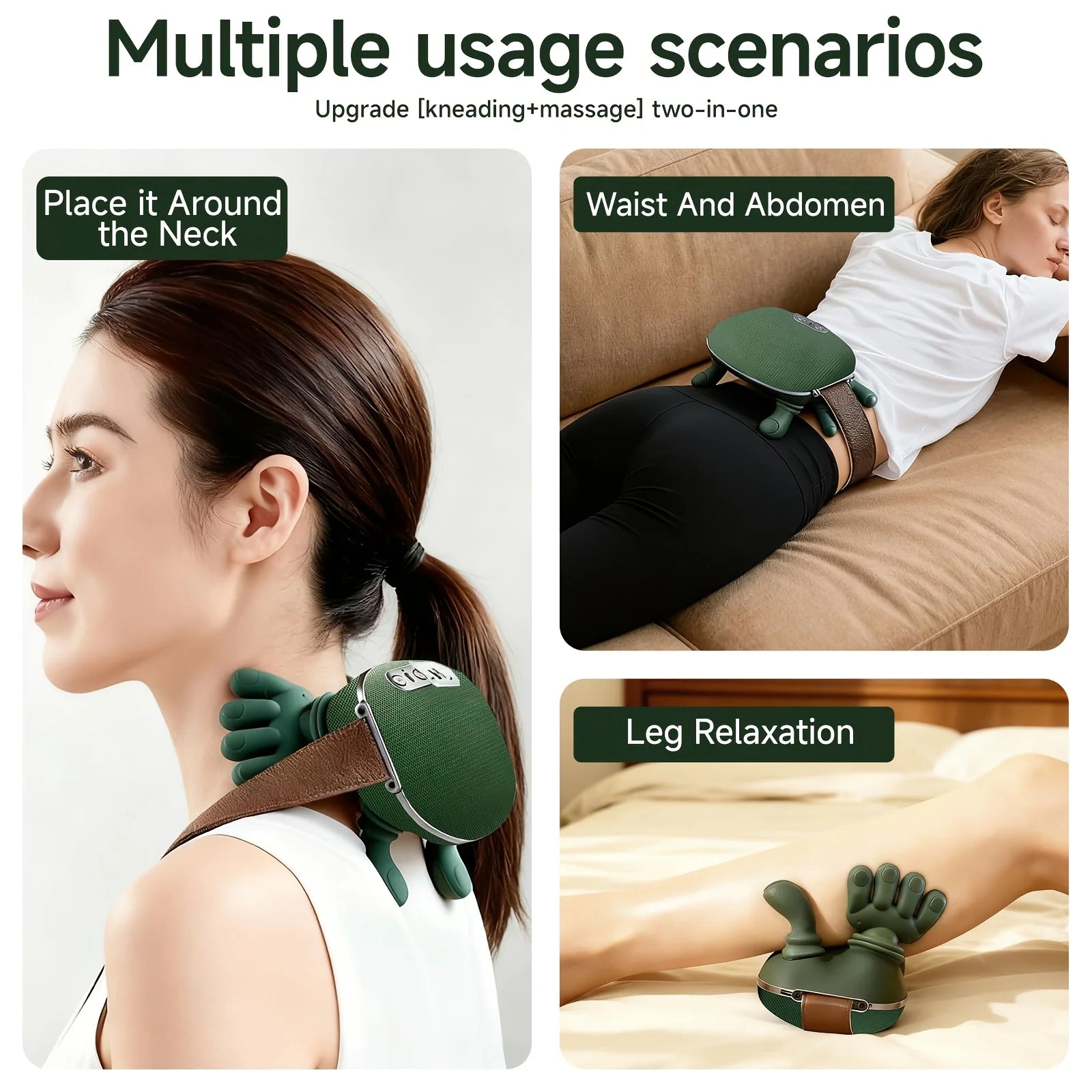 Bionic Neck Shoulder Massager Multifunctional 3-Level Cervical Massage Electric Heating Kneading Muscles Massage  Neck Waist Leg