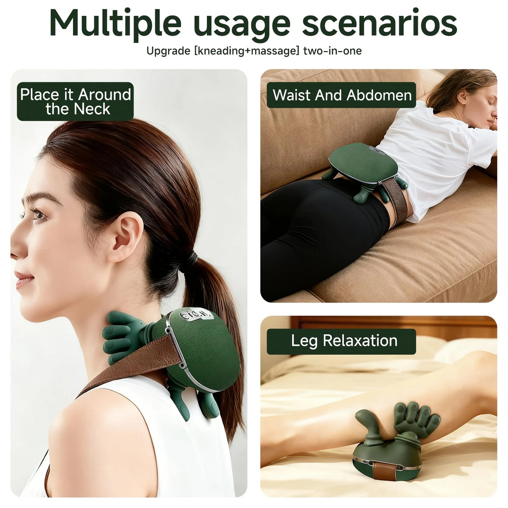 Bionic Neck Shoulder Massager Multifunctional 3-Level Cervical Massage Electric Heating Kneading Muscles Massage  Neck Waist Leg