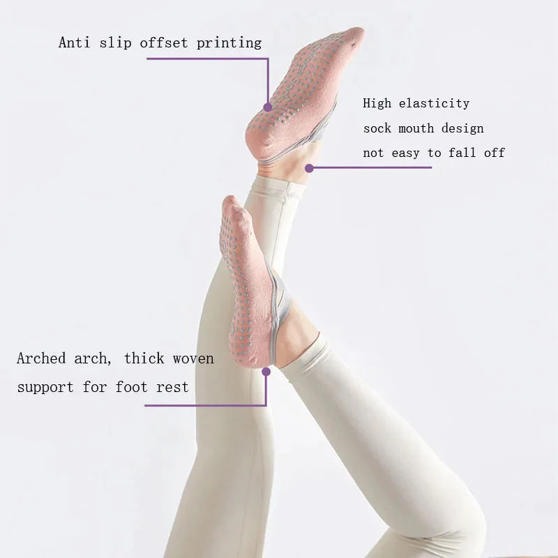 Prati Yoga Socks Non slip Women's Socks Sports Fitness Silicone Breathable Towel Bottom Yoga Socks Bandage Dance Ballet Socks
