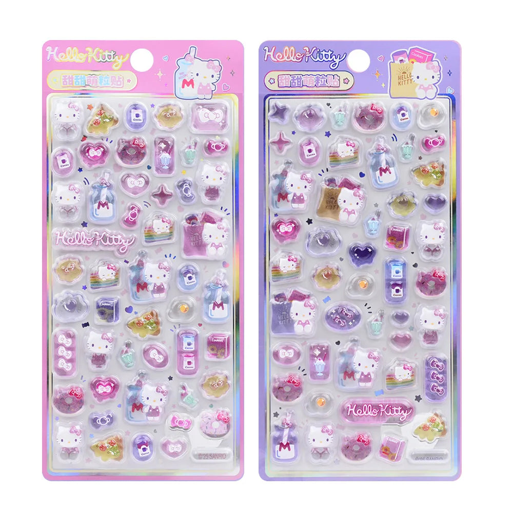 Sanrio Hellokitty Black Beauty 3D Jelly Sticker Toy Crystal Decoration Sticker Melody Anime Theme Children’s Art Craft Supplies
