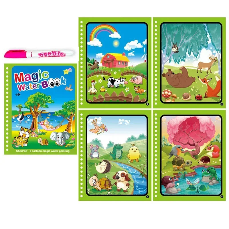 Children Early Education Toys Magical Book with Pen Water Drawing  Toys Gift Reusable Coloring Book Magic Drawing Book