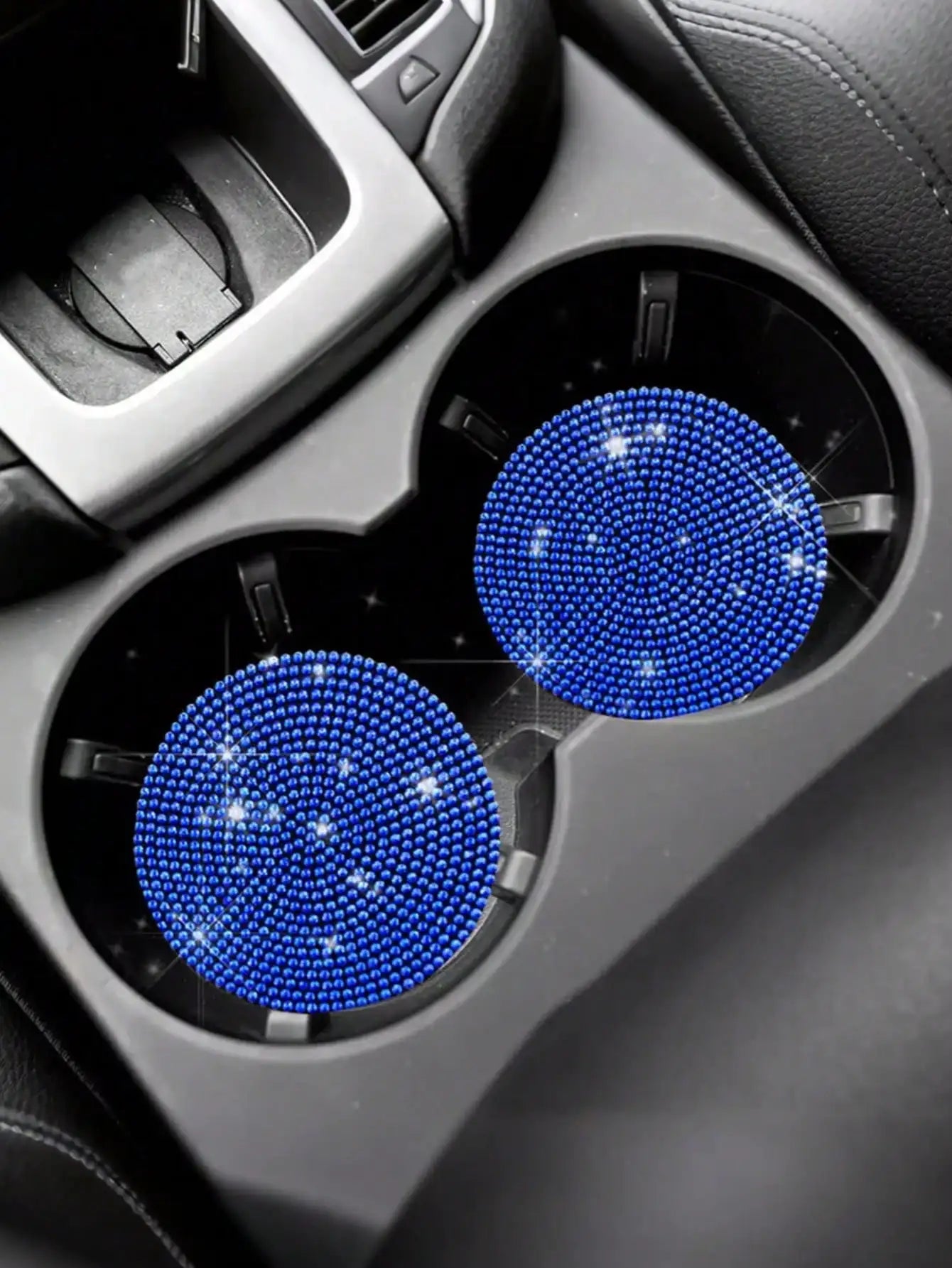Car coaster with crystal - anti slip, heat-resistant, elegant diamond like design, light luxury shining, beautiful car interior