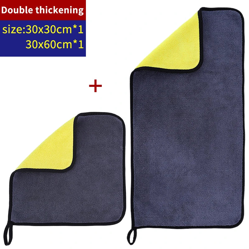 5Pcs Car Microfiber Cleaning Towels Thicken Double Layer Soft Drying Cloth Towel Car Care Detailing Towel Wash Rags 30/40/60cm