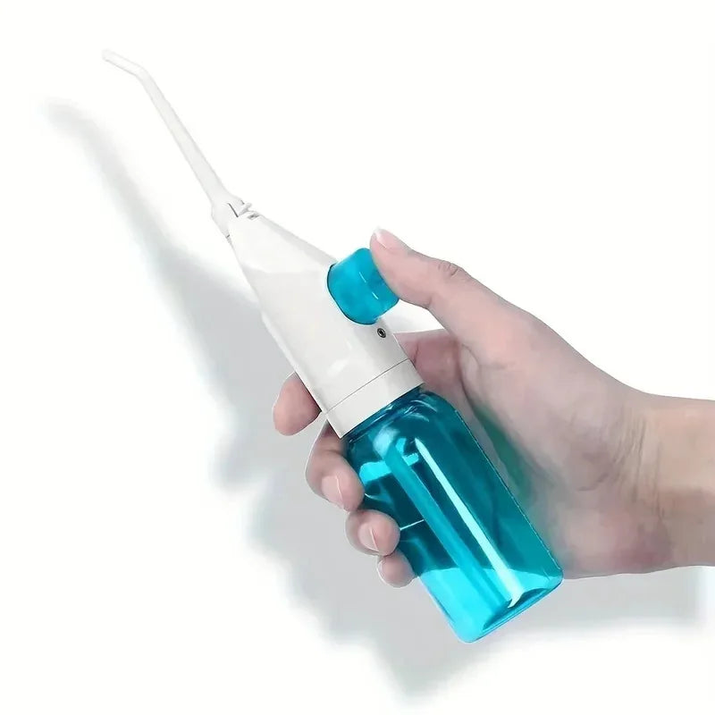 1PC High-Pressure Oral Irrigator - Portable Water Flosser, Manual Toothpick Style, Deep Cleans Gums & Teethn