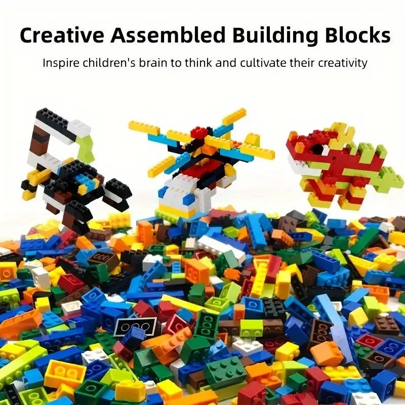 1000PCS Bulk Building Blocks Creative Educational Toys for Kids STEM Learning Bricks Construction  Free random color soleplate