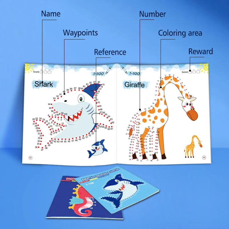 Line drawing, children's doodle books, learning numbers, early education to improve grades, fun drawing games, holiday gifts