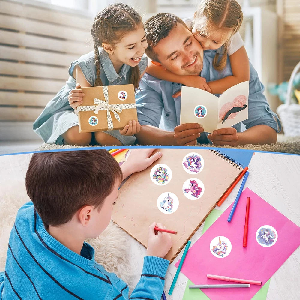 100-500pcs Cute Cartoon Unicorn Sticker Childrens Reward Gift Label Decoration Teacher Encouragement Student Stationery Sticker