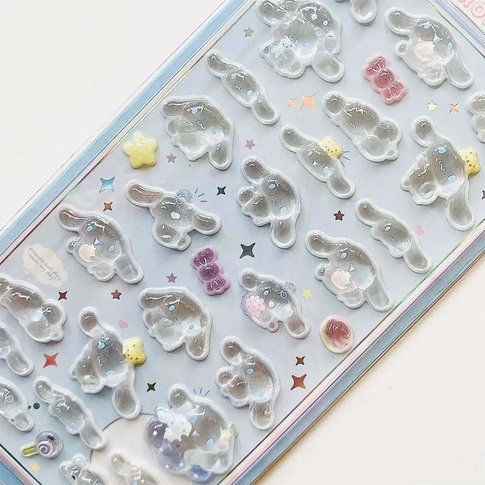 7Style Anime Sanrio Kuromi Hellokitty Hangyodon Cinnamoroll 3Dtransparent Jelly Sticker Crystal Decorative Stickers Casesdiy Toy