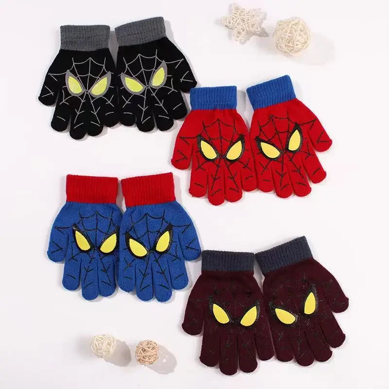 Marvel Spiderman Winter Children's Warm Gloves Marvel Anime Cartoon Knitted Gloves Cute Decoration Kids Christmas Gifts In Stock