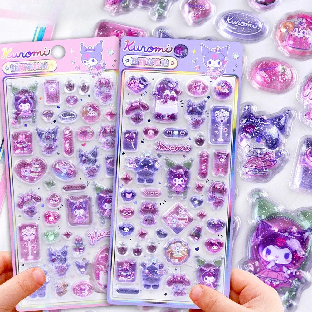 Sanrio Hellokitty Black Beauty 3D Jelly Sticker Toy Crystal Decoration Sticker Melody Anime Theme Children’s Art Craft Supplies