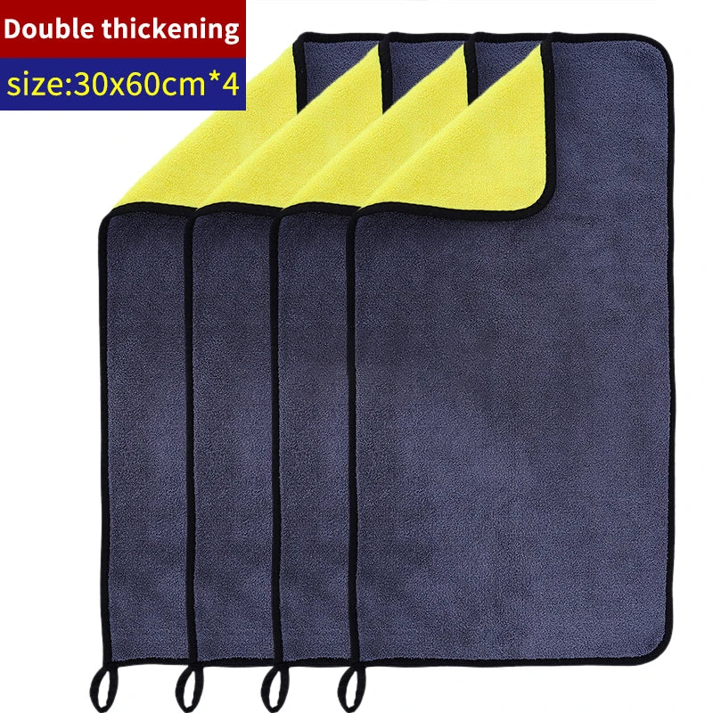 5Pcs Car Microfiber Cleaning Towels Thicken Double Layer Soft Drying Cloth Towel Car Care Detailing Towel Wash Rags 30/40/60cm