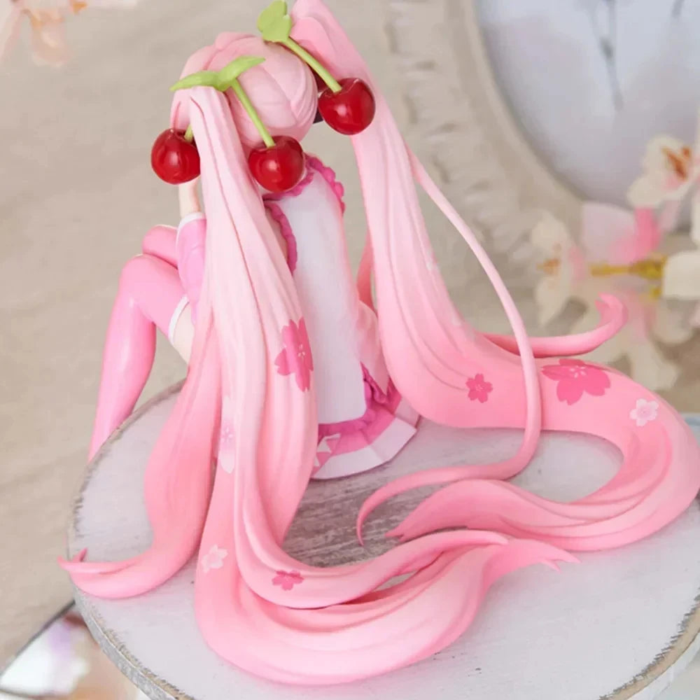 Hot Hatsune Miku Anime figure Pink dress PVC model action toys Cherry pink cherry blossom decoration collect gifts
