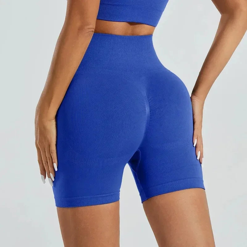 HISTELLO Sports Shorts 4.5" Women Yoga Shorts Seamless Low Waist Scrunch Bum Gym Leggings Workout Stretch Fitness Sports Shorts