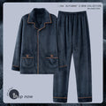 Autumn Winter Men's Thicken Flannel Sleepwear Two Pieces Comfortable Warm Coral Fleece Pajamas Sets Male Winter Lounge Home Suit
