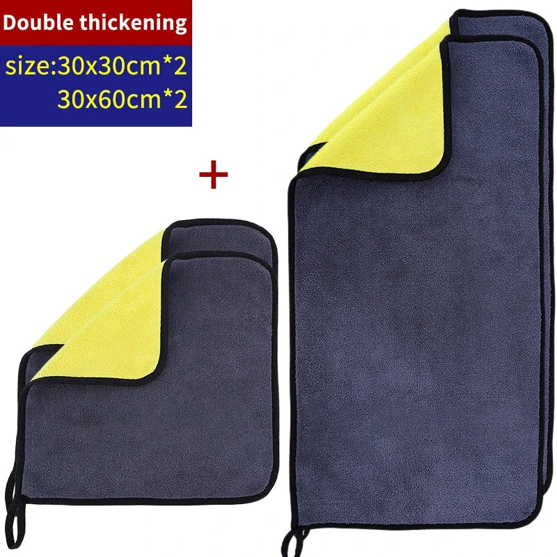5Pcs Car Microfiber Cleaning Towels Thicken Double Layer Soft Drying Cloth Towel Car Care Detailing Towel Wash Rags 30/40/60cm