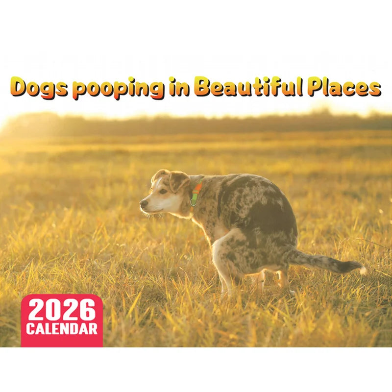 2026 Pooping Dog Calendar-Year Monthly Planner & Agenda Schedule Organizer Wall Calendar Funny Party Gag Gifts for Friends
