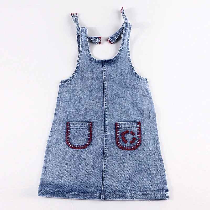 6m-12t 2024 New Summer Spring Denim Famliy Clothing Set Girls Suspender Dress Skirt Baby Sleeveless Romper Overall Boys Shirt