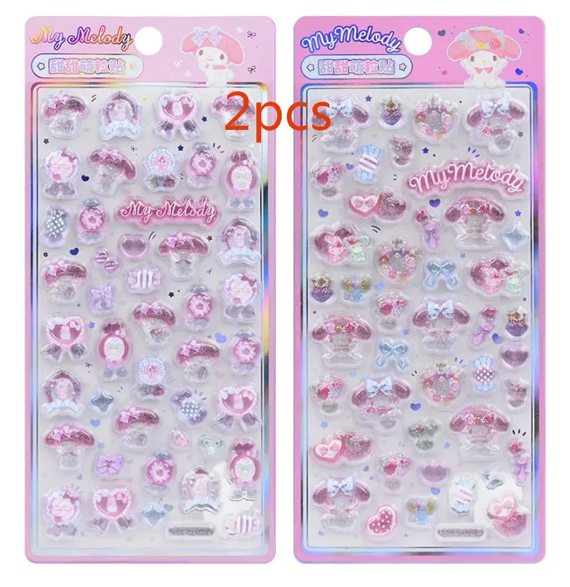 Sanrio Hellokitty Black Beauty 3D Jelly Sticker Toy Crystal Decoration Sticker Melody Anime Theme Children’s Art Craft Supplies