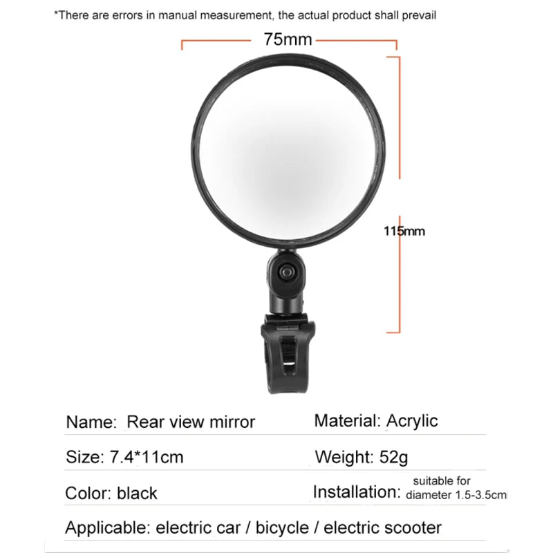 1PC Bicycle Rearview Mirror Electric Scooter Rear View Mirror For Xiaomi Scooter Back Mirror Rearview for Ninebot Bike Accessory