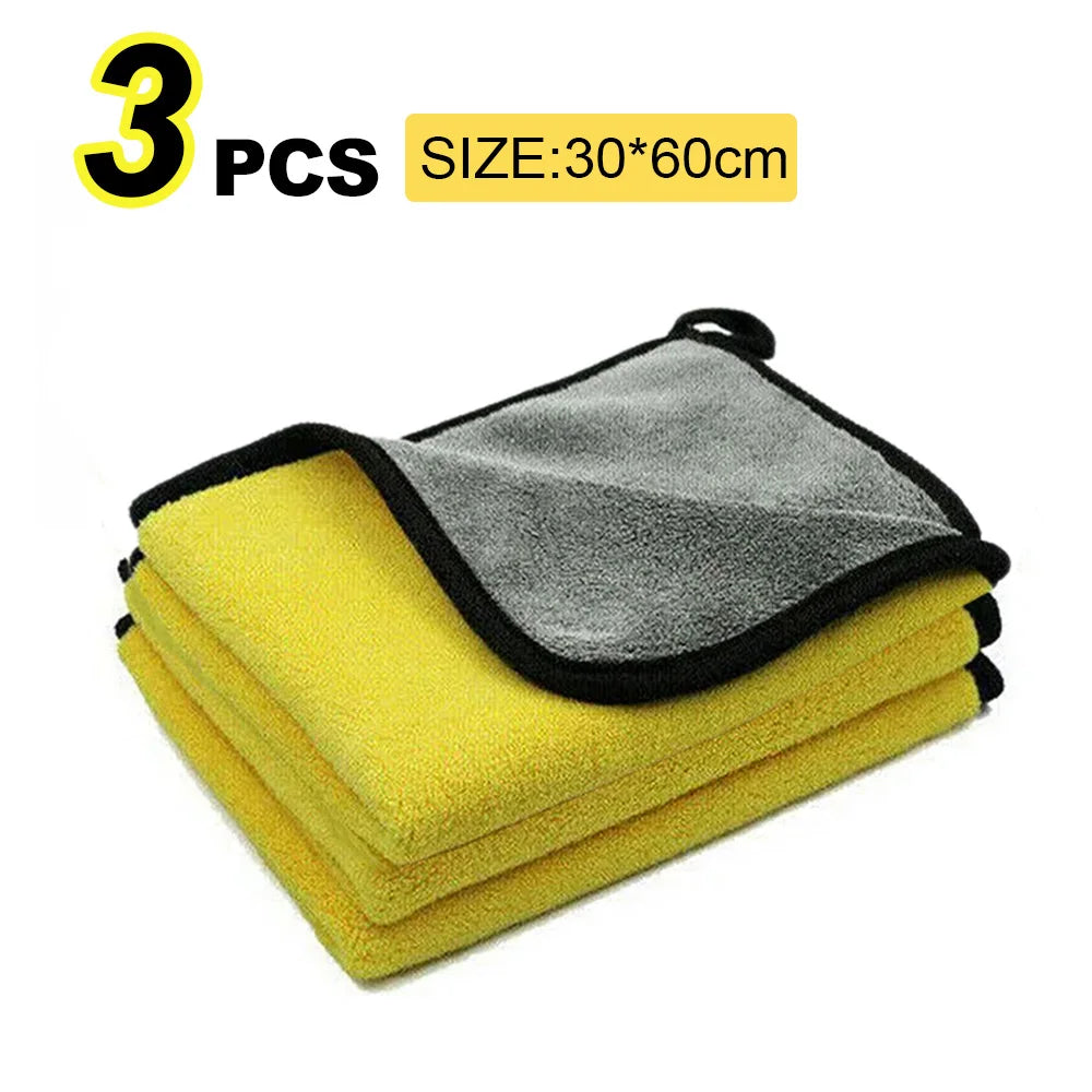 5Pcs Car Microfiber Cleaning Towels Thicken Double Layer Soft Drying Cloth Towel Car Care Detailing Towel Wash Rags 30/40/60cm