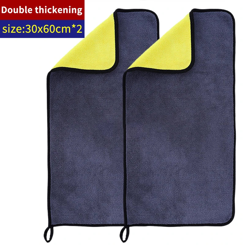 5Pcs Car Microfiber Cleaning Towels Thicken Double Layer Soft Drying Cloth Towel Car Care Detailing Towel Wash Rags 30/40/60cm