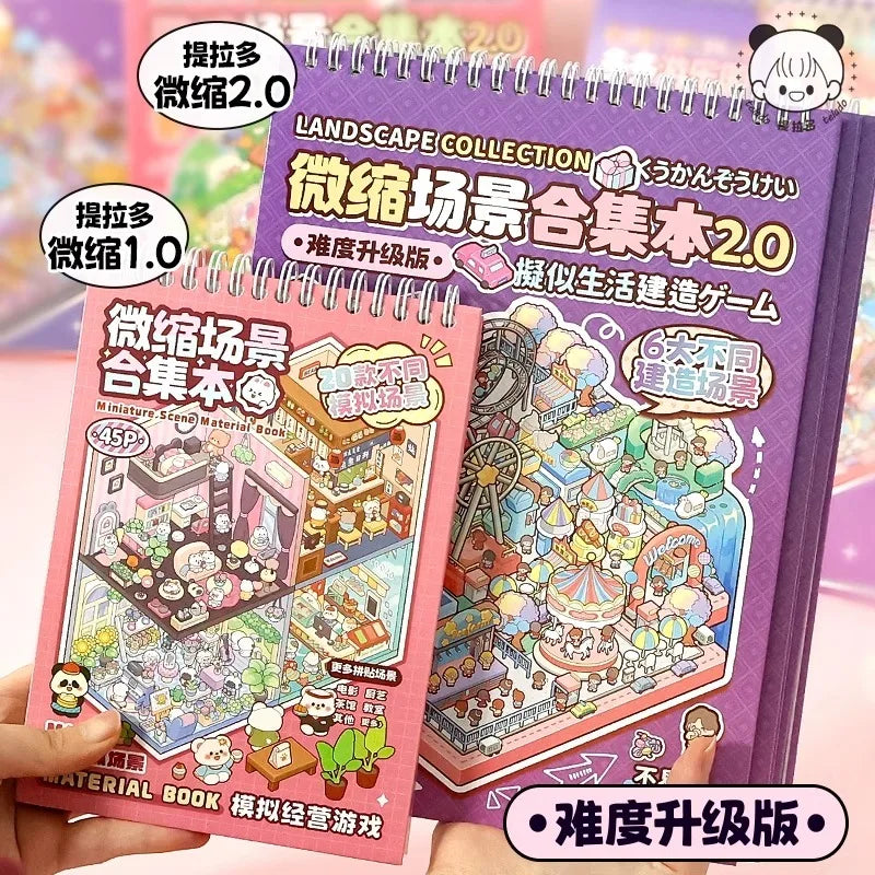 20Pcs 20in1 Cartoon Landscape Sticker Book DIY 3D Pocket Cabin Scene Stickers Gift for Kid Child