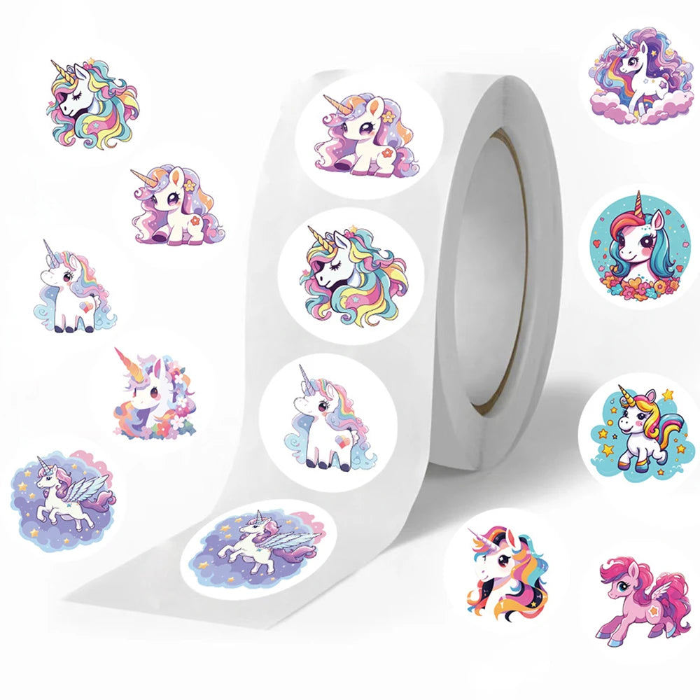 100-500pcs Cute Cartoon Unicorn Sticker Childrens Reward Gift Label Decoration Teacher Encouragement Student Stationery Sticker