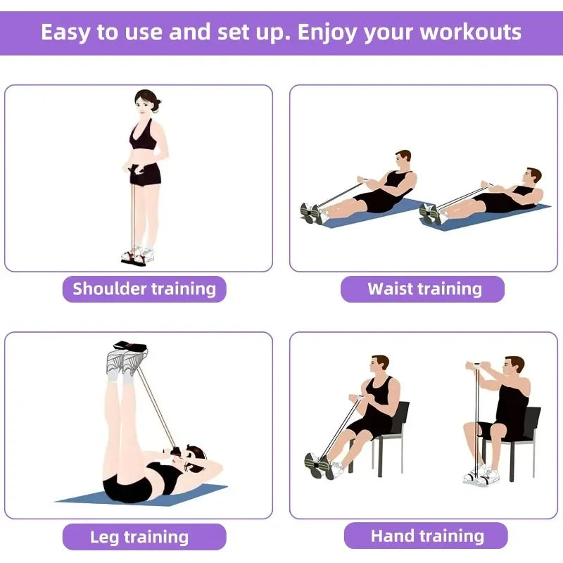 4-Level Resistance Band Tensioner with Non-Slip Handles - Home Fitness Equipment for Abdominal Muscle Training Yoga Abdominal